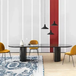 Best GUBI Moon matbord ellips oak brown/black stained