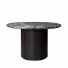 GUBI Moon matbord runt marble grey Ø120 cm brun/svartbetsad fot