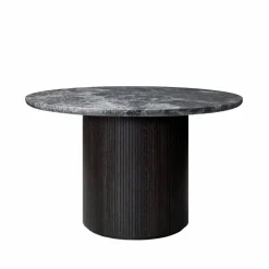 GUBI Moon matbord runt marble grey Ø120 cm brun/svartbetsad fot