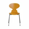Fritz Hansen Myran 3101 stol burnt yellow målad ask kromat stålstativ