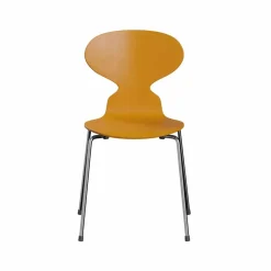 Fritz Hansen Myran 3101 stol burnt yellow målad ask kromat stålstativ