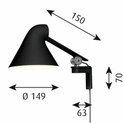 New Louis Poulsen NJP vägglampa kort arm Svart