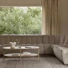 Ethnicraft N701 modulhörnsoffa med rakt hörn tyg Ecru Beige 301x231 cm