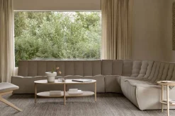 Ethnicraft N701 modulhörnsoffa med rakt hörn tyg Ecru Beige 301x231 cm