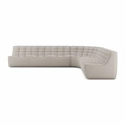 Discount Ethnicraft N701 modulhörnsoffa med rundat hörn tyg Beige 330x260 cm