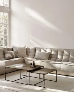 Ethnicraft N701 modulhörnsoffa med rundat hörn tyg Beige 301x171 cm