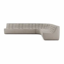 Ethnicraft N701 modulhörnsoffa med rundat hörn tyg Ecru beige 330x260 cm