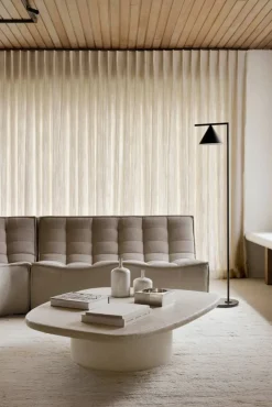Ethnicraft N701 modulhörnsoffa med rundat hörn tyg Ecru Beige 301x171 cm