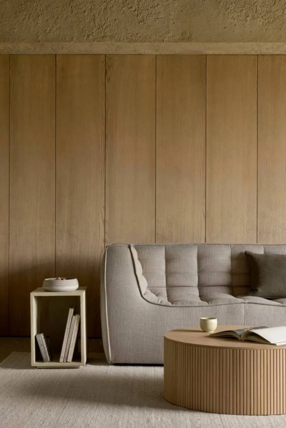 Discount Ethnicraft N701 soffa 3-sits Beige med armstöd