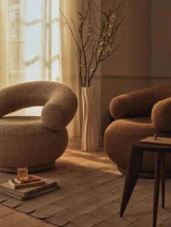 Ferm Living Orbo Lounge chair Raw bouclé - Natural
