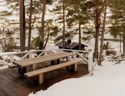 Discount Vaarnii 013 Osa Outdoor Bench bänk Värmebehandlad furu 333x37x49 cm