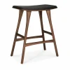 New Ethnicraft Osso barpall Teak-black leather 65 cm