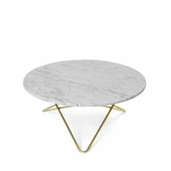 OX Denmarq O Table soffbord marmor vit mässingsstativ