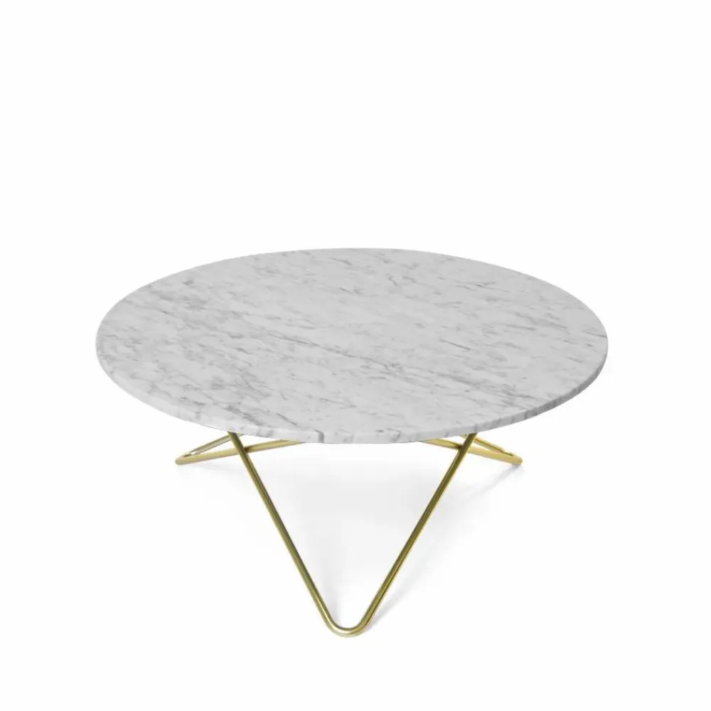 OX Denmarq O Table soffbord marmor vit mässingsstativ