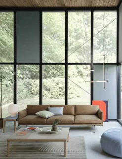 Muuto Outline 3 5-sits soffa polished alu Grace leather Camel
