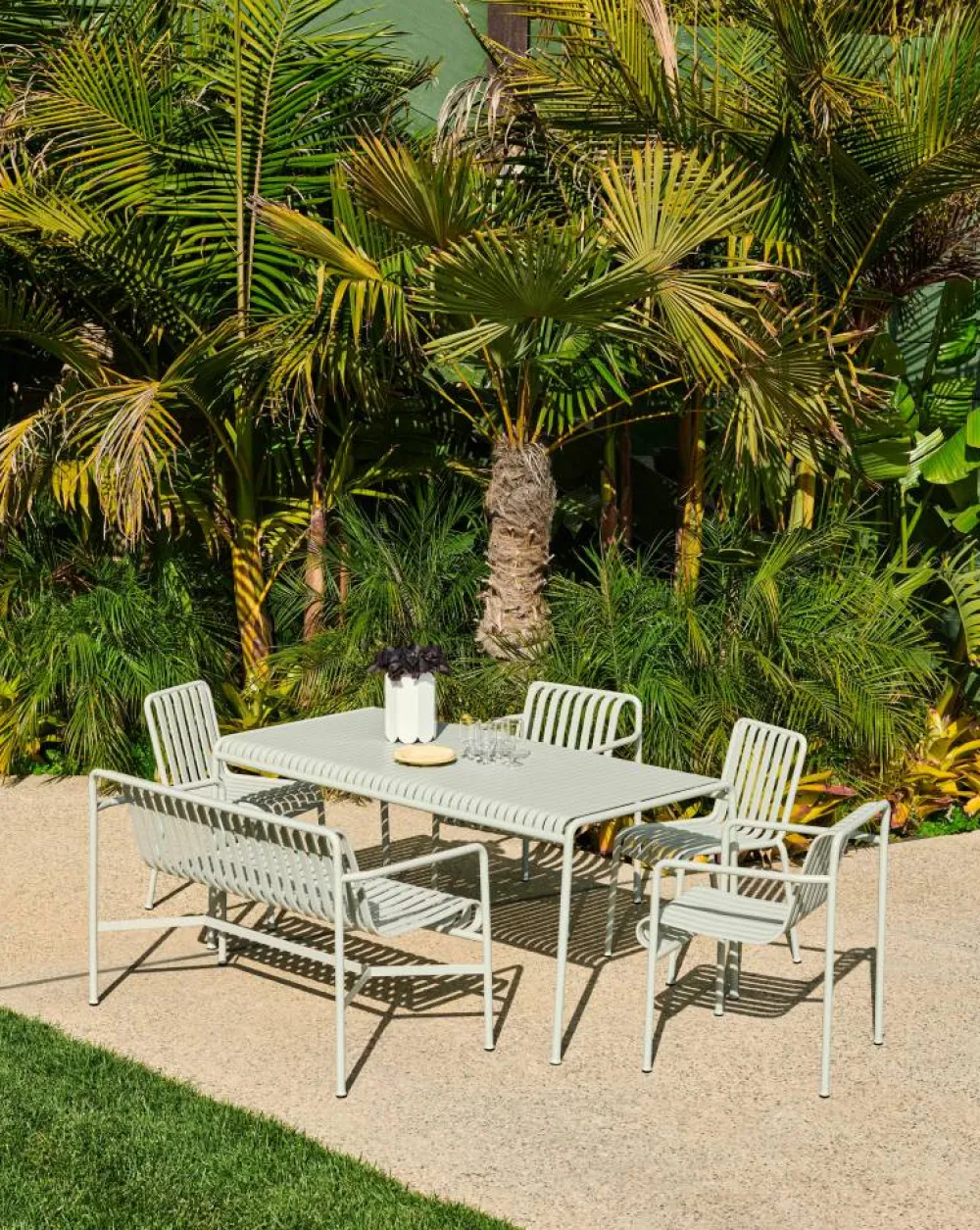 Discount HAY Palissade Dining bänk med armstöd Sky grey