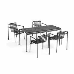 Clearance HAY Palissade matgrupp 4 karmstolar 170x90 cm - Anthracite