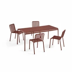 HAY Palissade matgrupp 4 stolar 170x90 cm - Iron red
