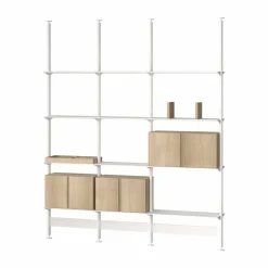 Pira G2 hyllsystem F C B White/Oak 256-264 cm