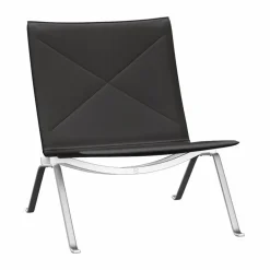 Fritz Hansen PK22 fåtölj Aura black brown läder-rostfritt stål