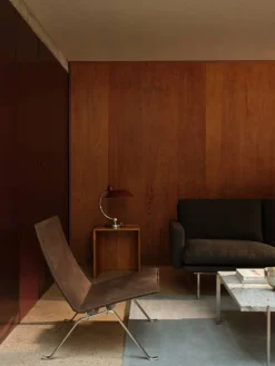 Barn Fritz Hansen PK22 fåtölj Aura black läder-rostfritt stål
