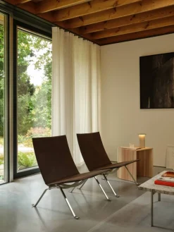 Barn Fritz Hansen PK22 fåtölj Grace concrete grey läder-rostfritt stål