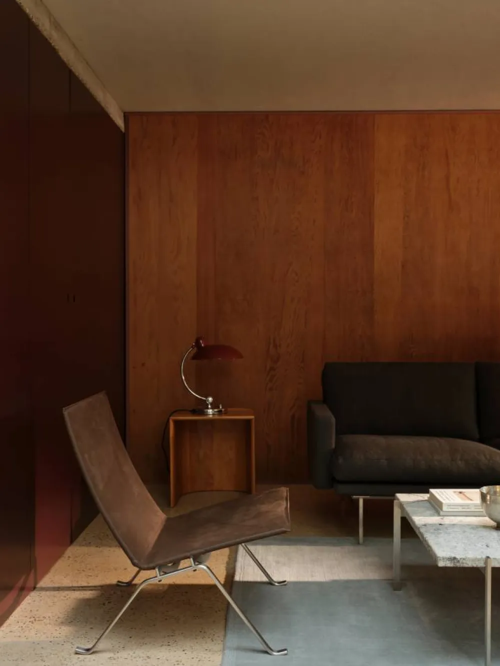 Discount Fritz Hansen PK22 fåtölj Haze walnut läder-rostfritt stål