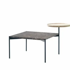 Adea Plateau med bricka soffbord marmor brun-svart stativ-bricka i ask-60x60