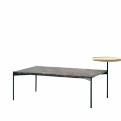 Adea Plateau med bricka soffbord marmor brun-svart stativ-bricka i ask-60x100