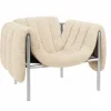 New Hem Puffy loungefåtölj Eggshell-rostfritt stål
