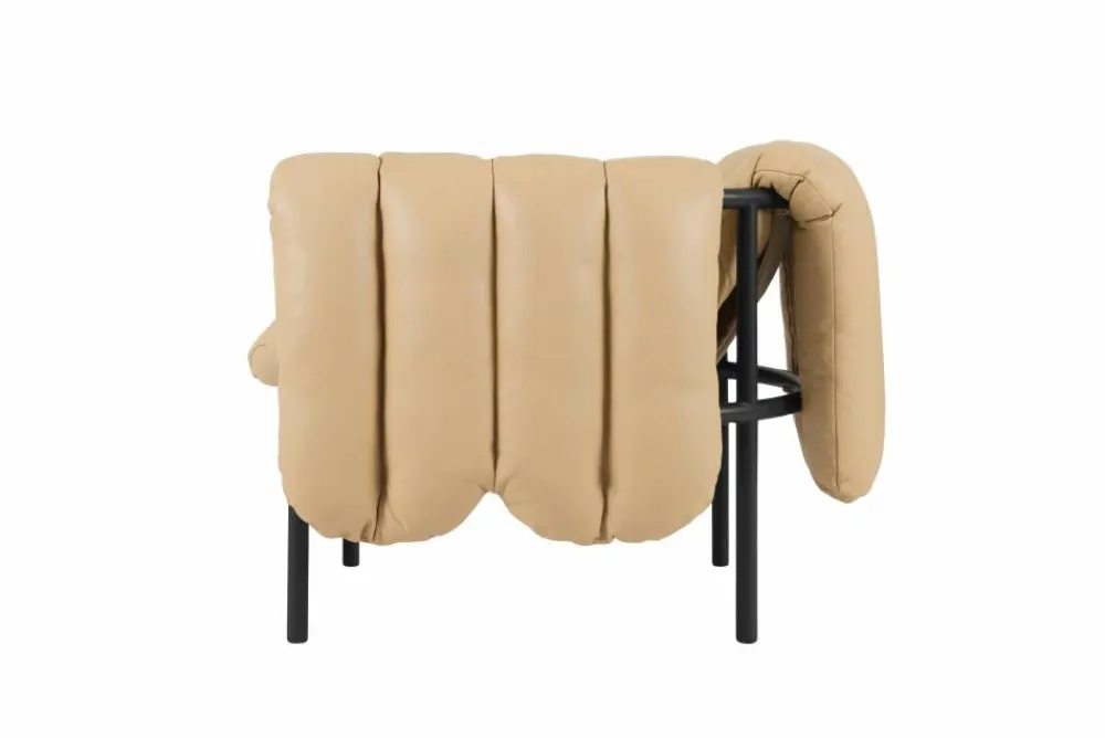 Hem Puffy loungefåtölj Sand leather-black grey