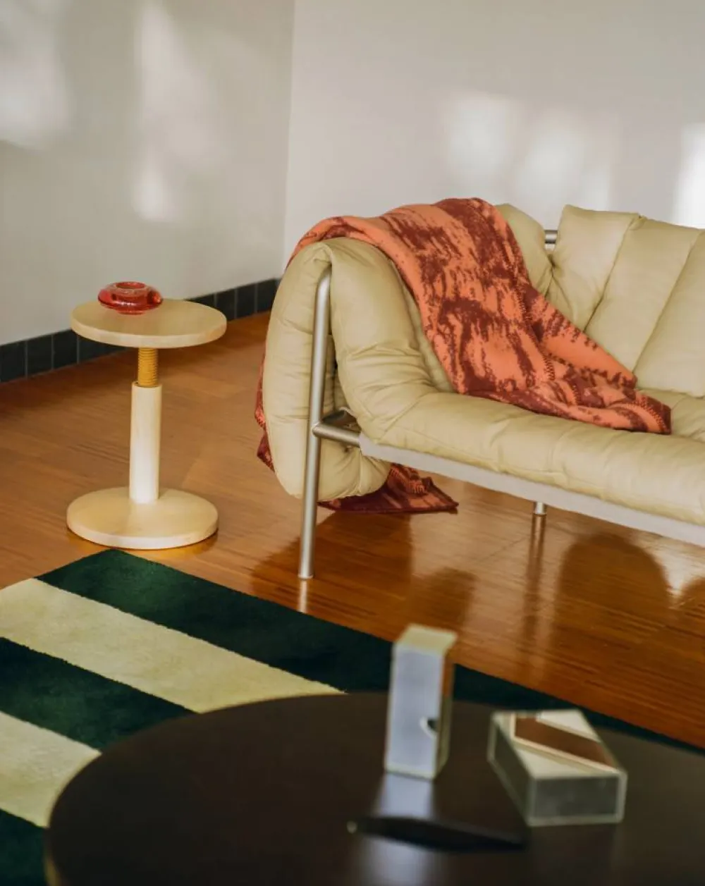 Outlet Hem Puffy 2 5-sits soffa 205 cm Natural-rostfritt stål
