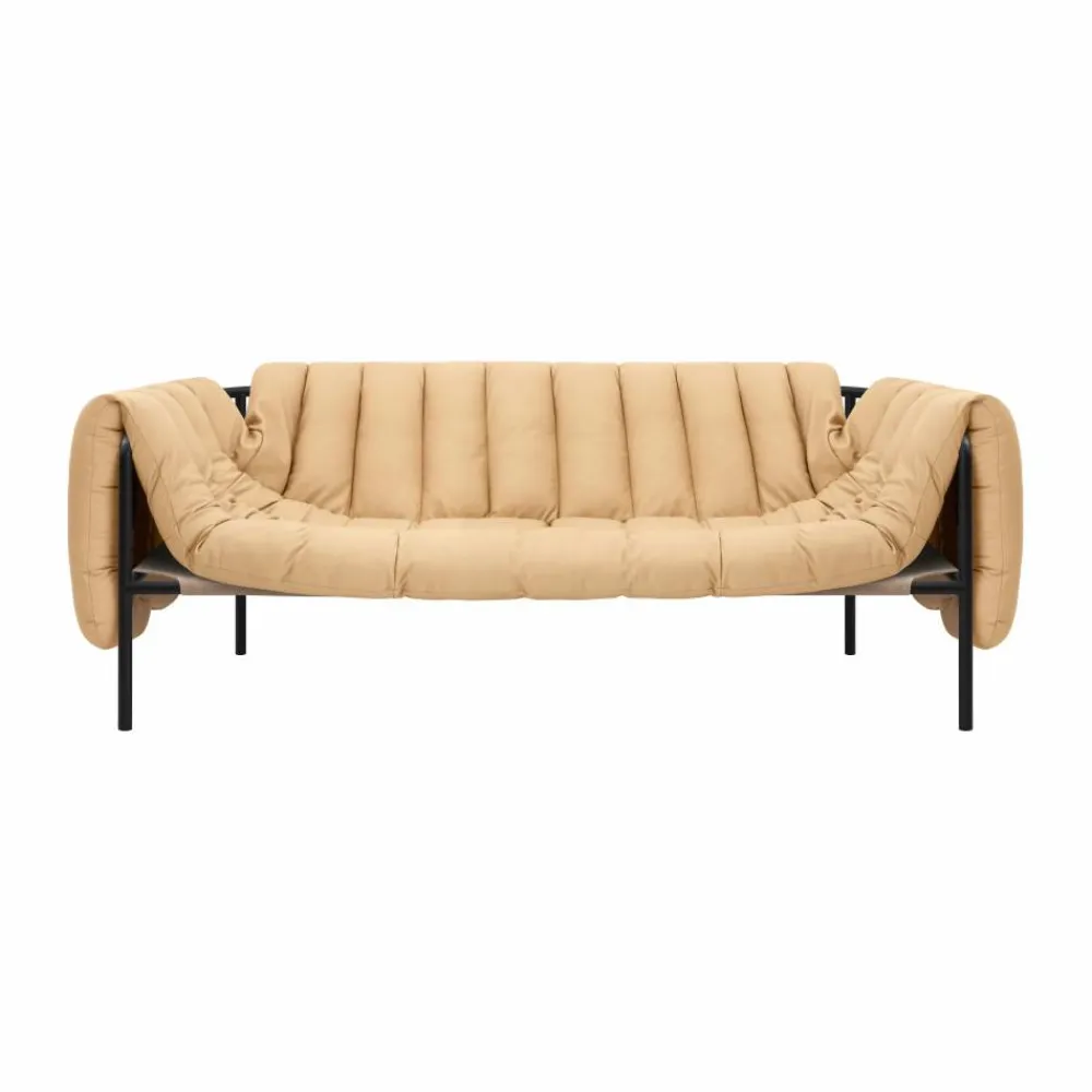 Hem Puffy 2 5-sits soffa 205 cm Sand leather-black grey