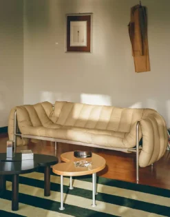 Hem Puffy 2 5-sits soffa 205 cm Sand leather-rostfritt stål