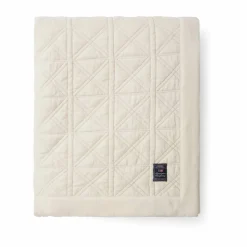 Lexington Quilted organic cotton velvet överkast 260x240 cm Vit