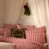 Best Lexington Red-beige Checked bomull flanell bäddset 2 delar 50x60 cm 150x210 cm