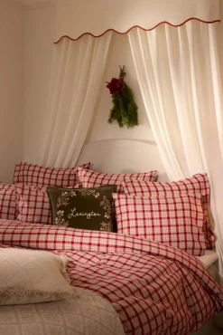 Best Lexington Red-beige Checked bomull flanell bäddset 2 delar 50x60 cm 150x210 cm