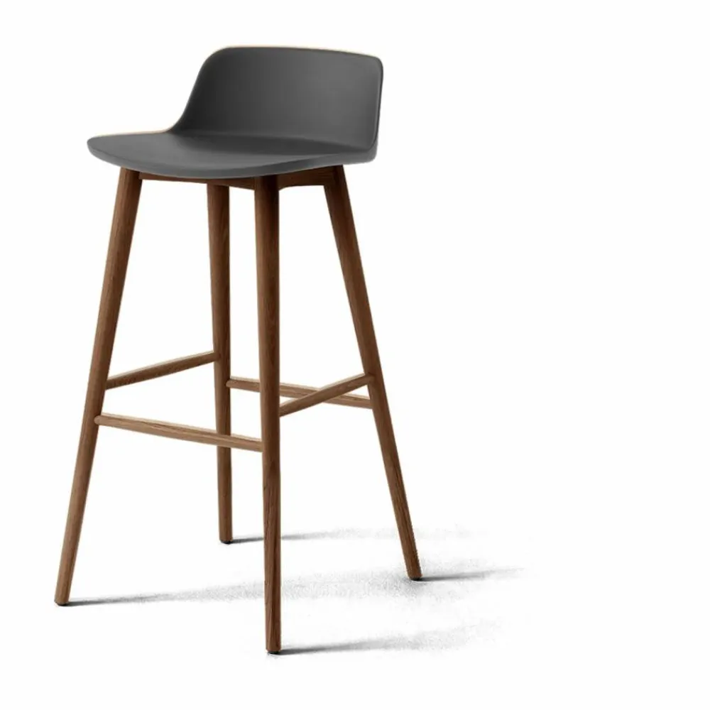 &Tradition Rely HW123 barstol Stone grey-lackerad valnöt 75 cm