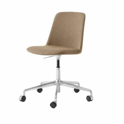 &Tradition Rely HW30 kontorsstol tyg re-wool 458 brun aluminiumstativ