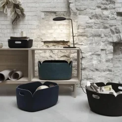 Muuto Restore förvaringskorg rund Black melange (svart)