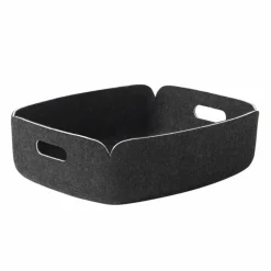Discount Muuto Restore tray förvaringskorg låg Black melange (svart)