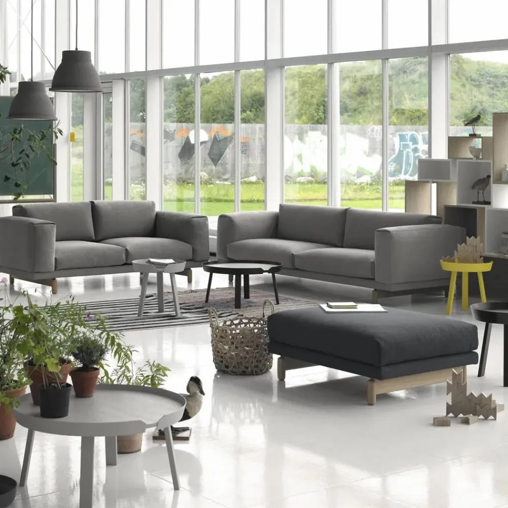 Hot Muuto Rest soffa 2-sits tyg steelcut trio ii 133 light grey-ekben