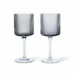 Clearance Ferm Living Ripple vitvinsglas 26 cl 2-pack Smoked grey