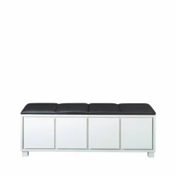 Scherlin bänk 6 läder svart vit stomme