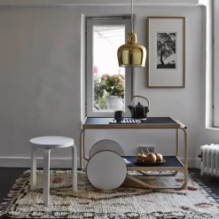 Artek 901 serveringsvagn Svart linoleum-Björkstativ