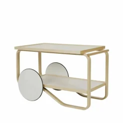 Artek 901 serveringsvagn Vit laminat-Björkstativ