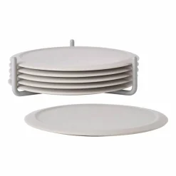 Online Zone Denmark Singles glasunderlägg 6-pack med hållare Warm grey