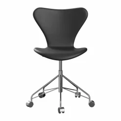 Online Fritz Hansen Sjuan 3117 helklädd kontorsstol mjuka hjul Essential black leather-chrome