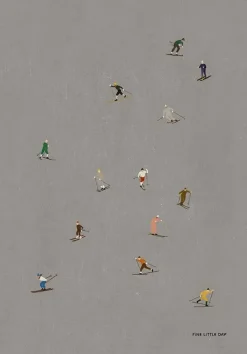 Sale Fine Little Day Skiers poster 50x70 cm Grå