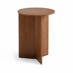 Discount HAY Slit high sidobord Ø35 cm Lacquered walnut